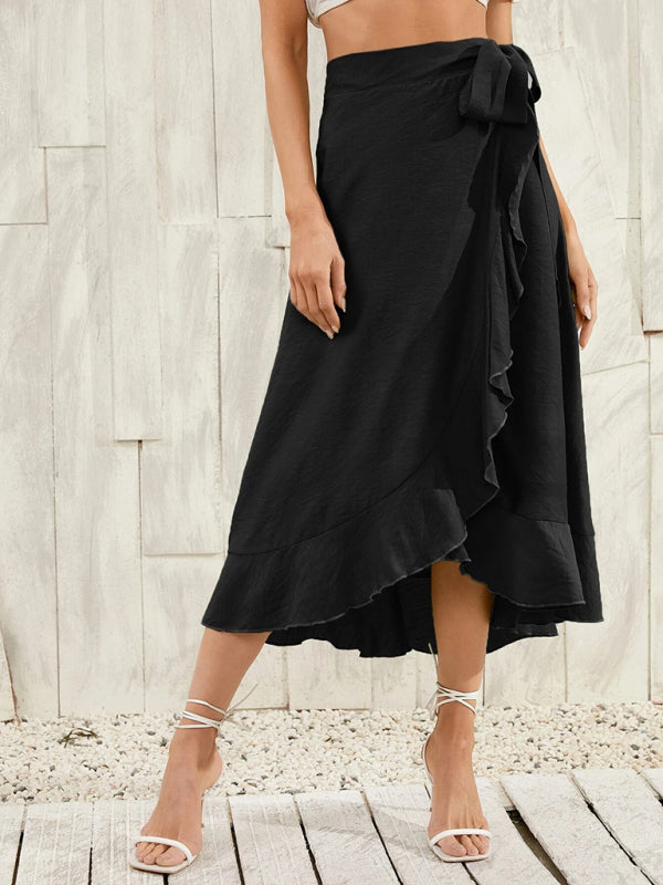 Amirah Women’s Ruffled Asymmetrical Wrap Skirt