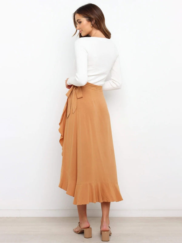 Amirah Women’s Ruffled Asymmetrical Wrap Skirt