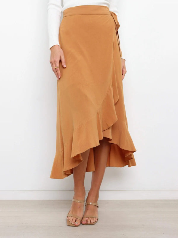 Amirah Women’s Ruffled Asymmetrical Wrap Skirt