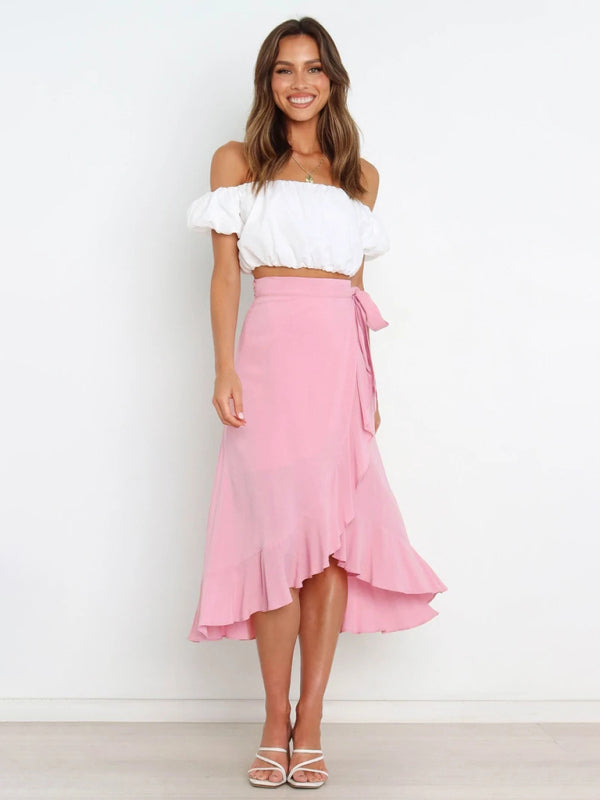 Amirah Women’s Ruffled Asymmetrical Wrap Skirt