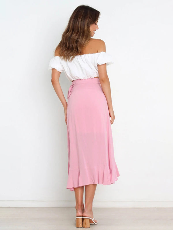 Amirah Women’s Ruffled Asymmetrical Wrap Skirt