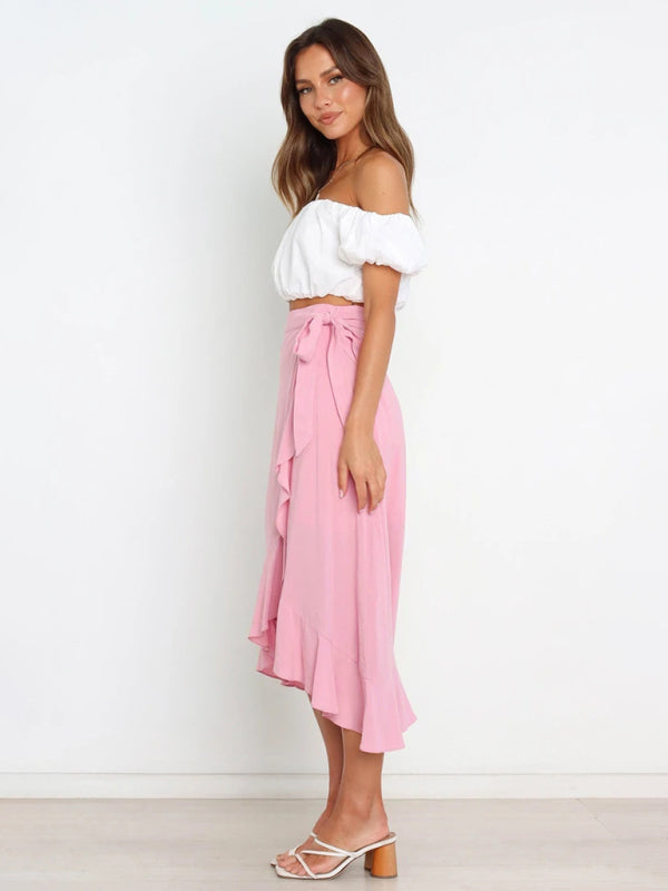 Amirah Women’s Ruffled Asymmetrical Wrap Skirt