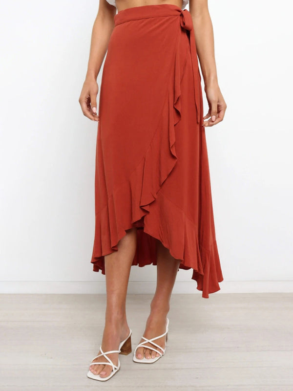 Amirah Women’s Ruffled Asymmetrical Wrap Skirt