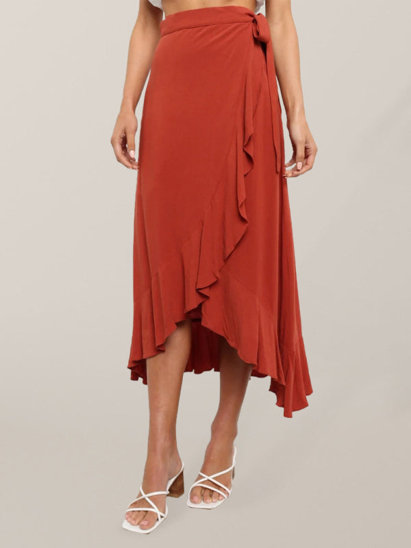 Amirah Women’s Ruffled Asymmetrical Wrap Skirt