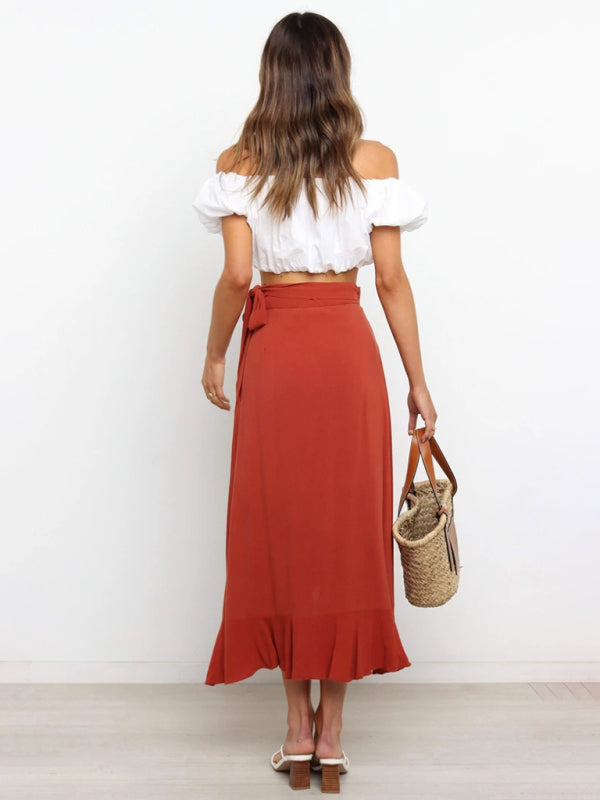 Amirah Women’s Ruffled Asymmetrical Wrap Skirt