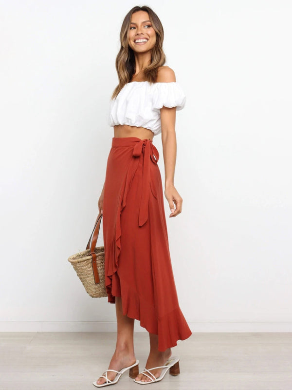Amirah Women’s Ruffled Asymmetrical Wrap Skirt