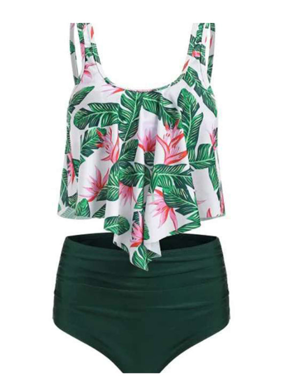 Emmanuelle Sexy Print High Waist Bikini Ruffle Swimsuit