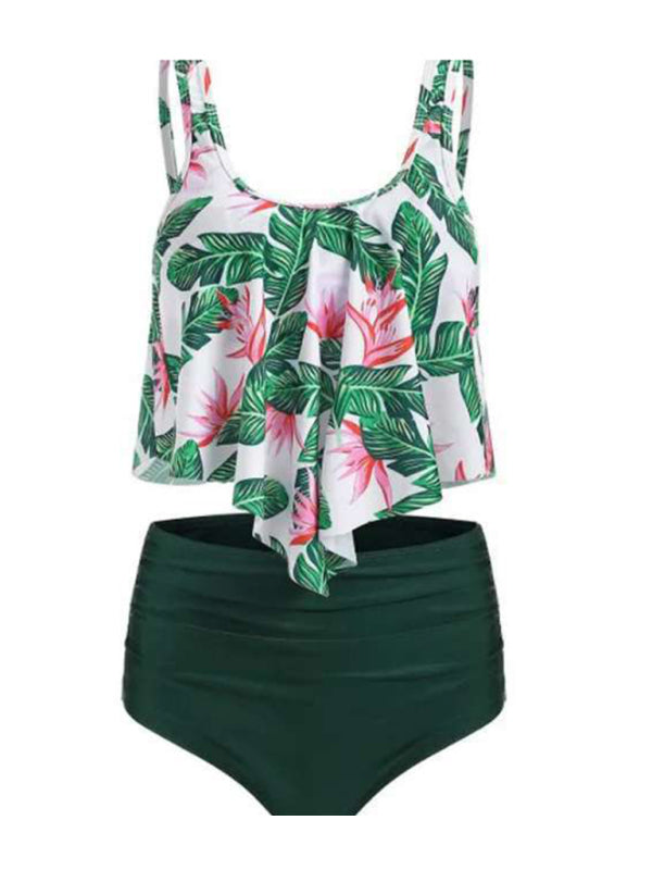 Emmanuelle Sexy Print High Waist Bikini Ruffle Swimsuit