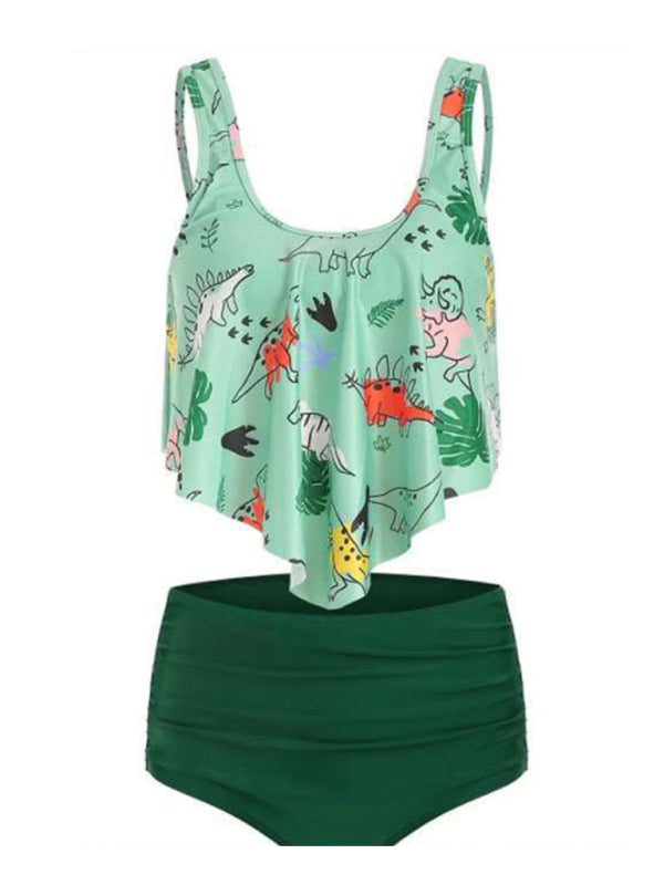 Emmanuelle Sexy Print High Waist Bikini Ruffle Swimsuit
