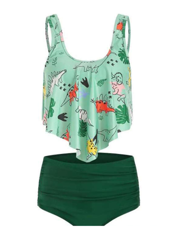 Emmanuelle Sexy Print High Waist Bikini Ruffle Swimsuit