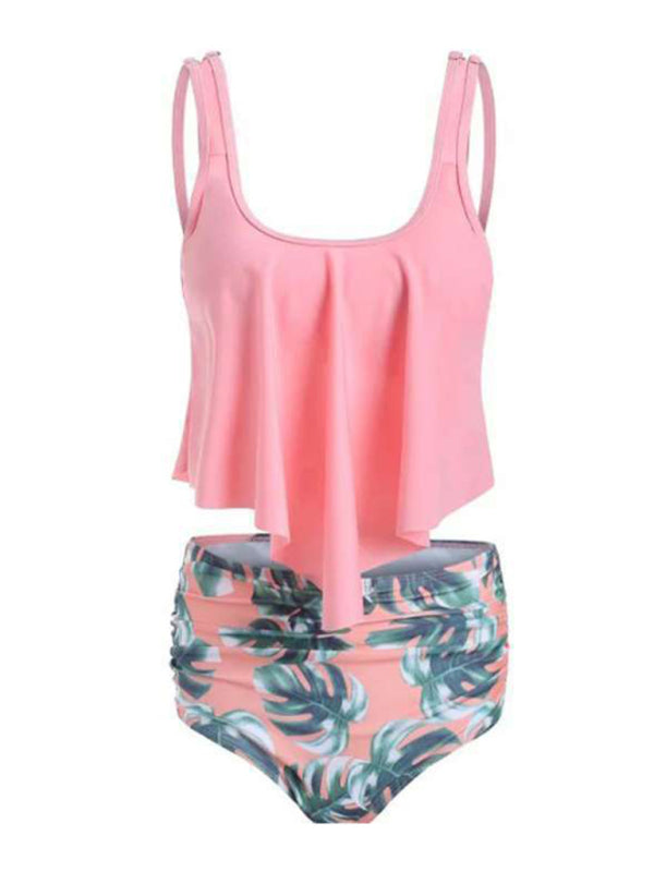Emmanuelle Sexy Print High Waist Bikini Ruffle Swimsuit
