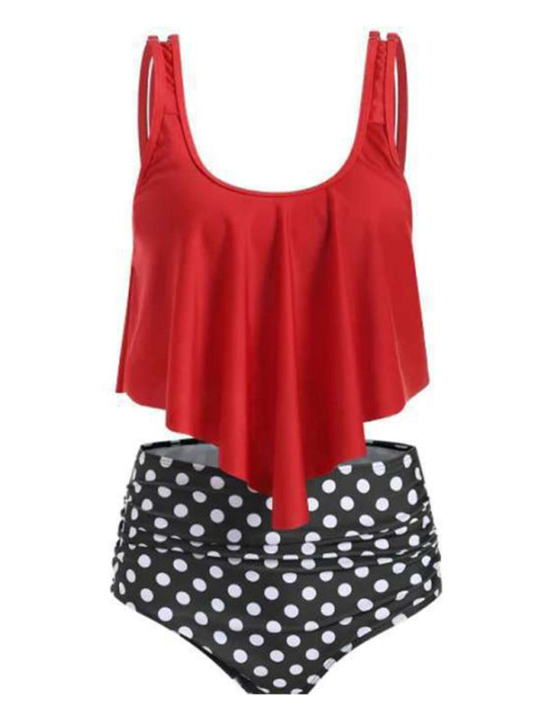 Emmanuelle Sexy Print High Waist Bikini Ruffle Swimsuit
