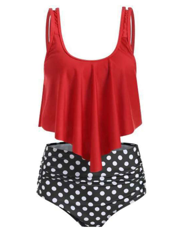 Emmanuelle Sexy Print High Waist Bikini Ruffle Swimsuit