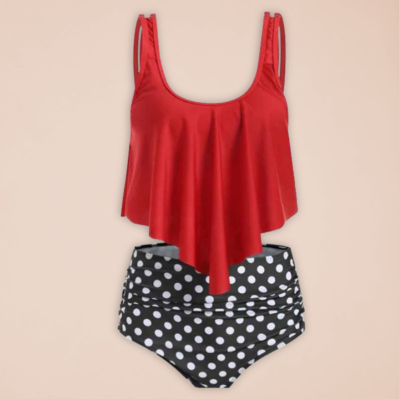 Emmanuelle Sexy Print High Waist Bikini Ruffle Swimsuit