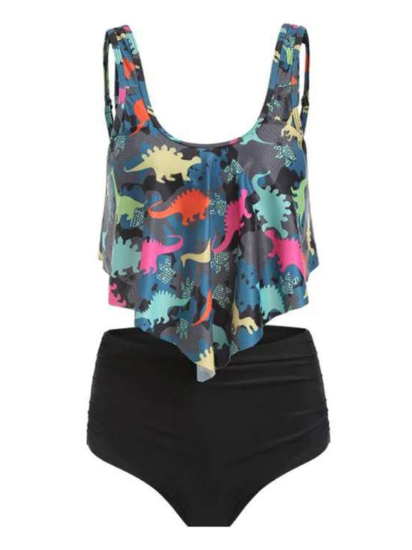 Emmanuelle Sexy Print High Waist Bikini Ruffle Swimsuit