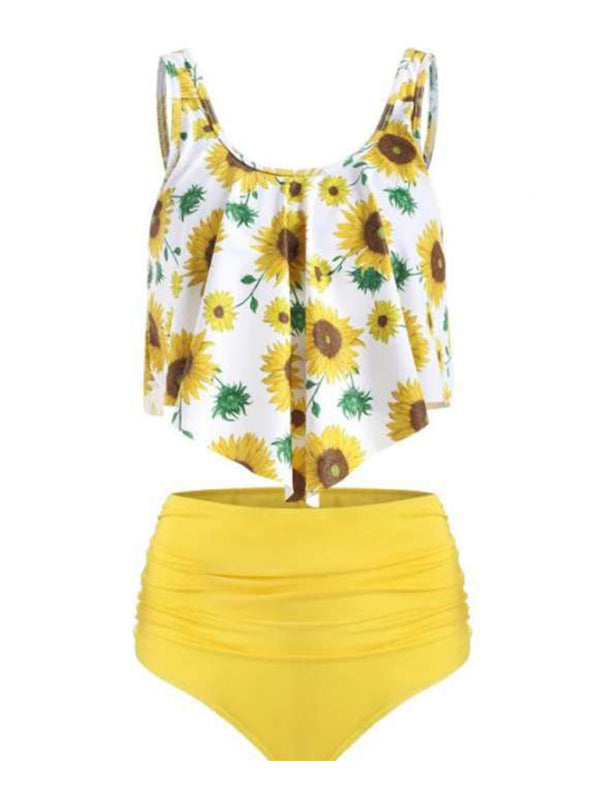 Emmanuelle Sexy Print High Waist Bikini Ruffle Swimsuit
