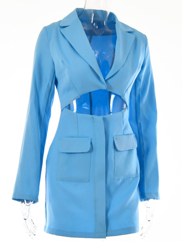 Aaliyah New Women Fashion Sexy Two Piece Lapel Long Sleeve Blazer Dress
