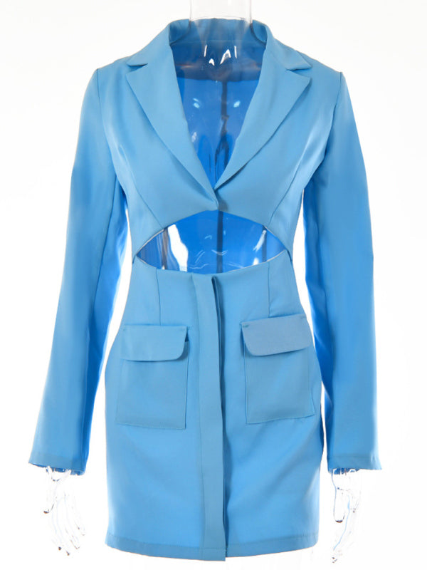 Aaliyah New Women Fashion Sexy Two Piece Lapel Long Sleeve Blazer Dress