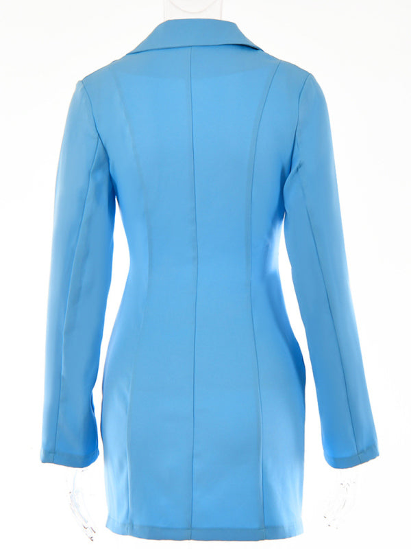 Aaliyah New Women Fashion Sexy Two Piece Lapel Long Sleeve Blazer Dress