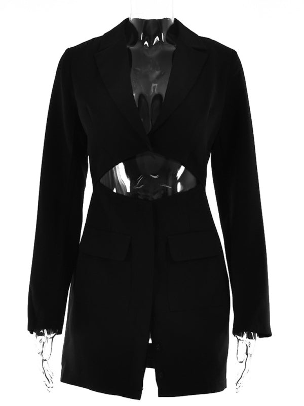 Aaliyah New Women Fashion Sexy Two Piece Lapel Long Sleeve Blazer Dress