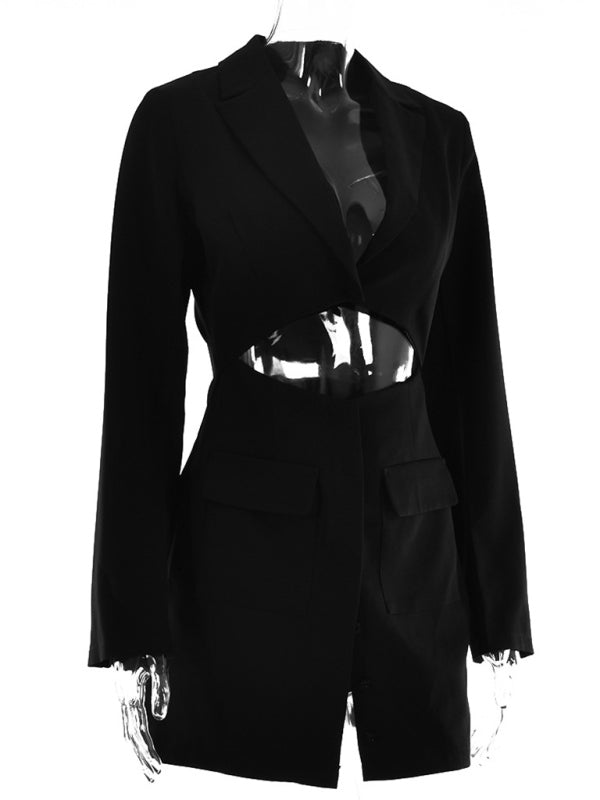Aaliyah New Women Fashion Sexy Two Piece Lapel Long Sleeve Blazer Dress