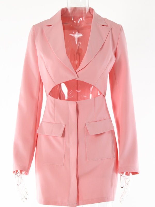 Aaliyah New Women Fashion Sexy Two Piece Lapel Long Sleeve Blazer Dress