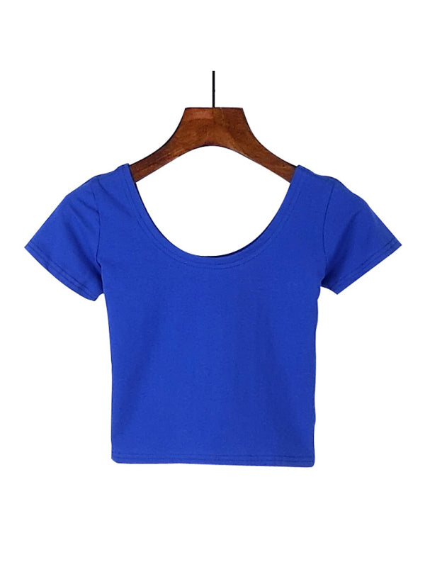 Diane Cotton Tight-Fitting Navel-Cut Short-Sleeved Women's T-Shirt Slim High-Waist Cropped Top