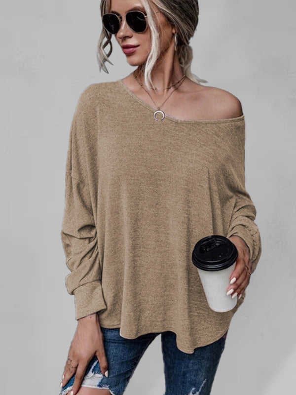 Ciera Solid Color Loose Tie Back Drop Shoulder T-Shirt Loose Casual All-Match
