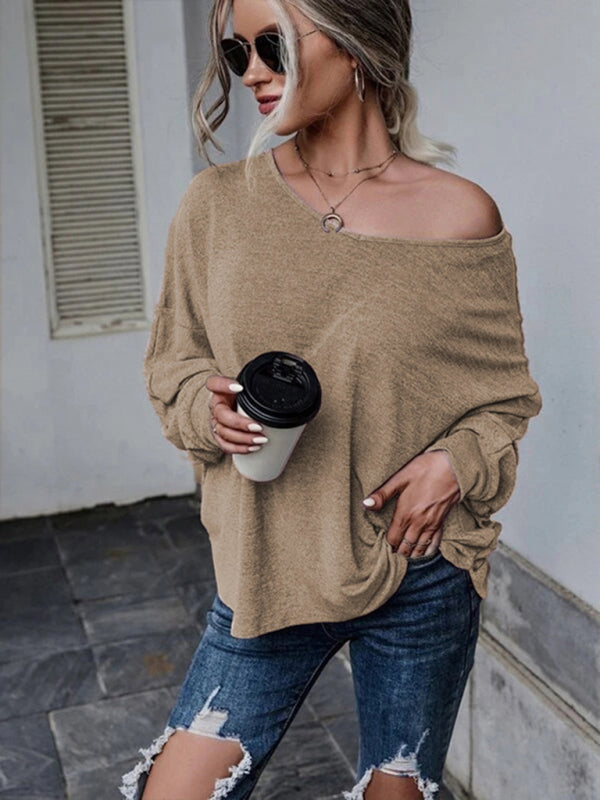 Ciera Solid Color Loose Tie Back Drop Shoulder T-Shirt Loose Casual All-Match