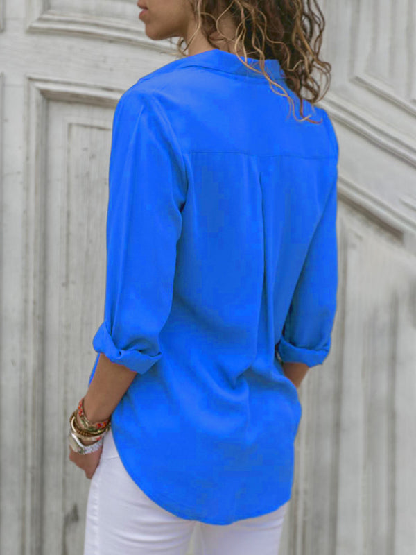 Alexandria Chic Lapel Collar Self Design Polyester Women's Blouse