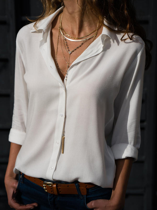 Alexandria Chic Lapel Collar Self Design Polyester Women's Blouse
