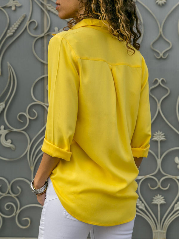 Alexandria Chic Lapel Collar Self Design Polyester Women's Blouse
