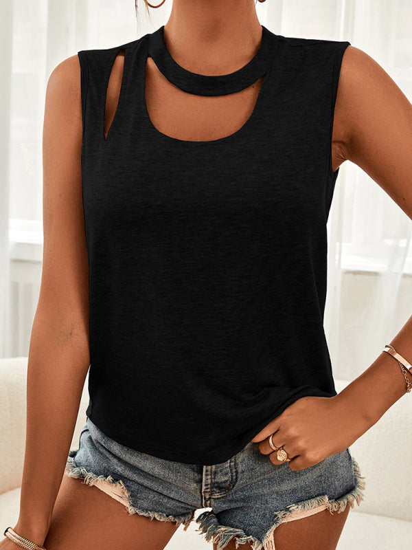 Anneliese Women's Knitted Round Neck Hollow Design Vest