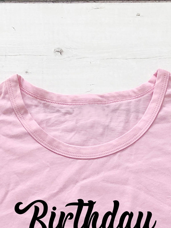 Eulalie Lips Print Birthday Graphic Casual Tee