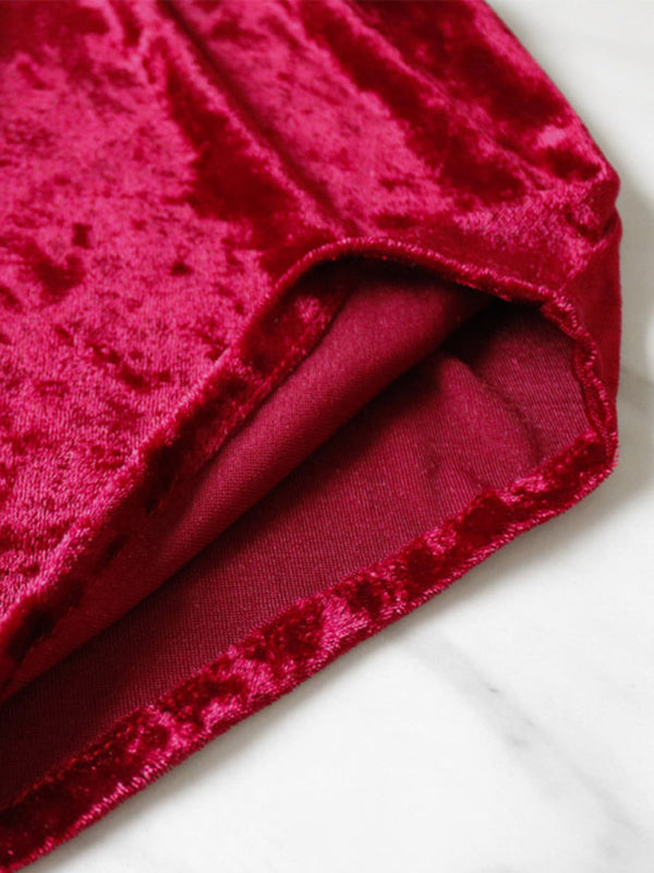 Indigo Sexy Velvet V-neck Underwear Two-Piece Set Sexy Lingerie Homewear Set