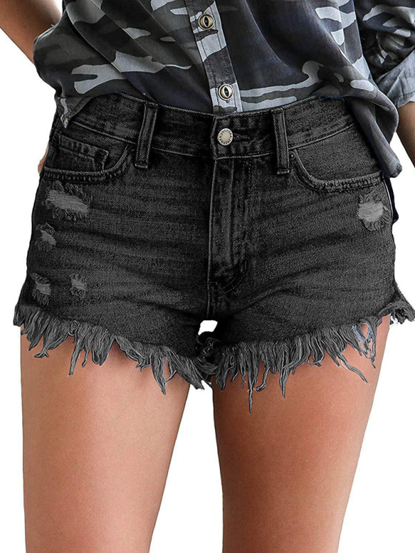 Avalynn Women's Casual Tassel High Waist Denim Shorts