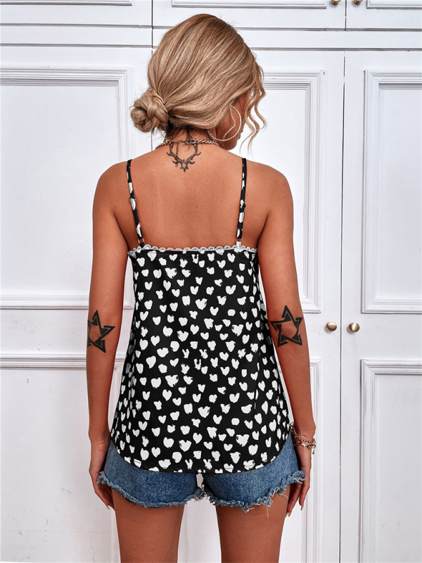 Aisling Women's Lace Stitching Love Print Camisole