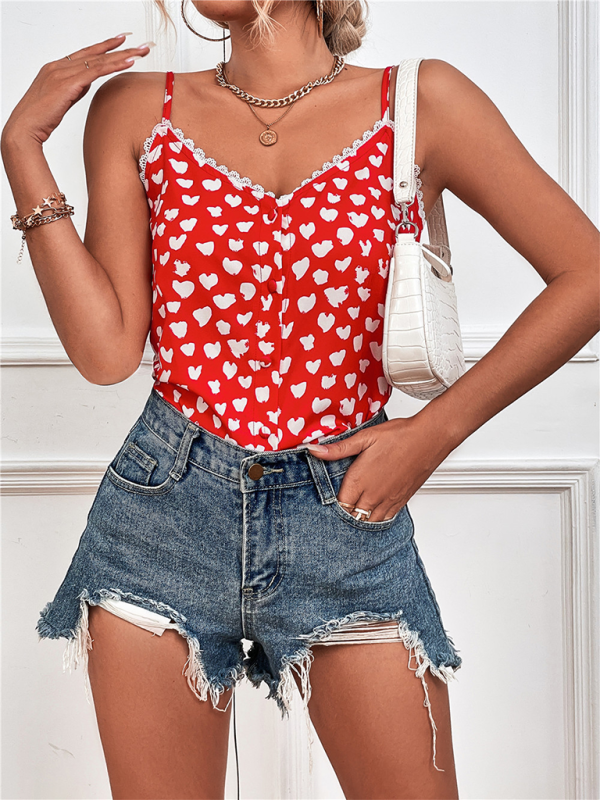 Aisling Women's Lace Stitching Love Print Camisole