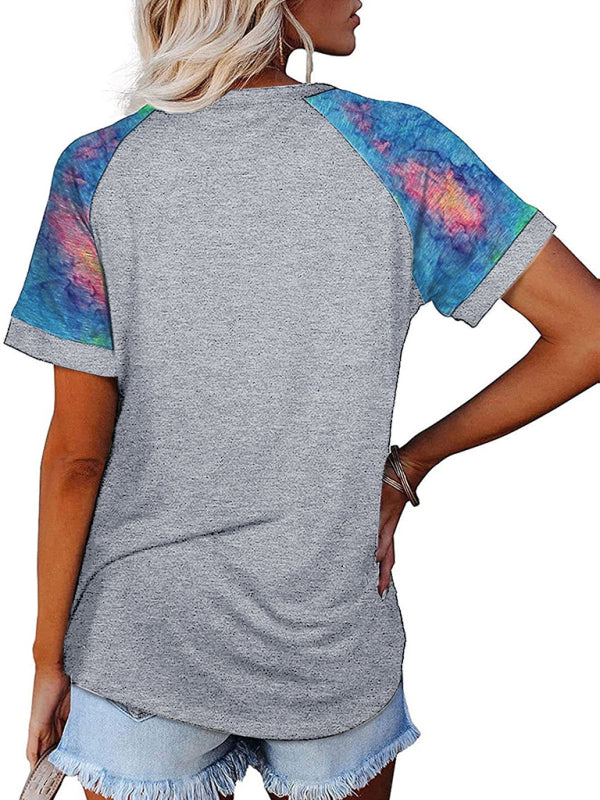 Sherry Women's Casual Camouflage Printed Mosaic Round Neck Short Sleeve T-Shirt
