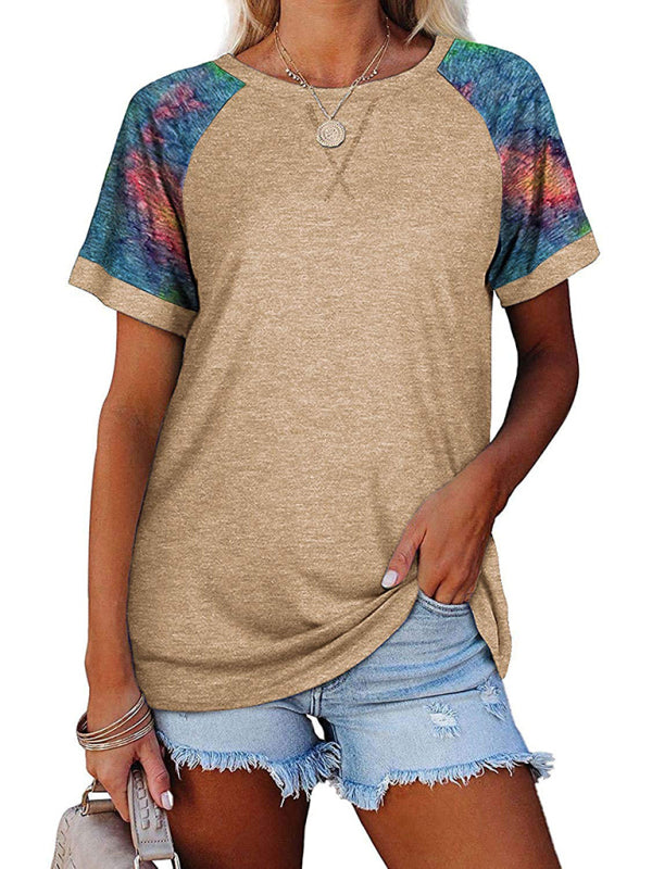Sherry Women's Casual Camouflage Printed Mosaic Round Neck Short Sleeve T-Shirt