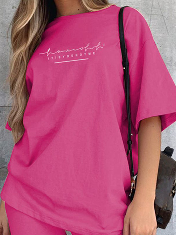 Kayleigh New Letter Printing Fashion Loose Thin T-shirt Casual Sports Two-piece Suit