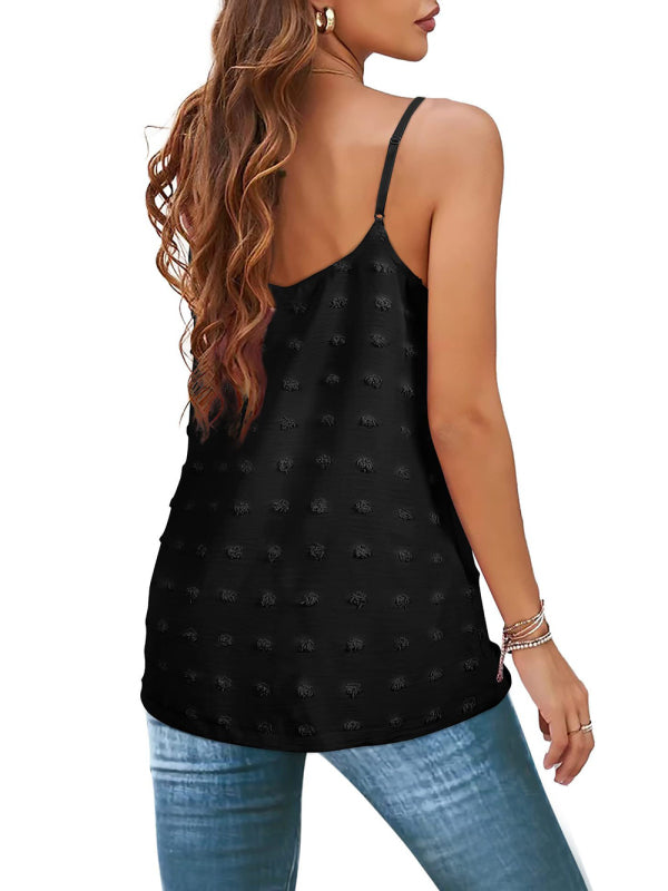 Elayna Round Neck Pompom Sleeveless Adjustable Camisole Ladies