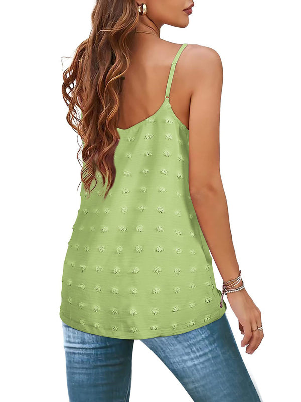 Elayna Round Neck Pompom Sleeveless Adjustable Camisole Ladies