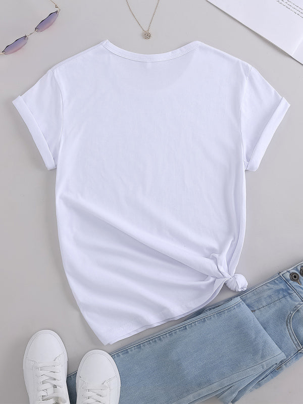 Vashti Bunny Print Casual Round Neck T-Shirt