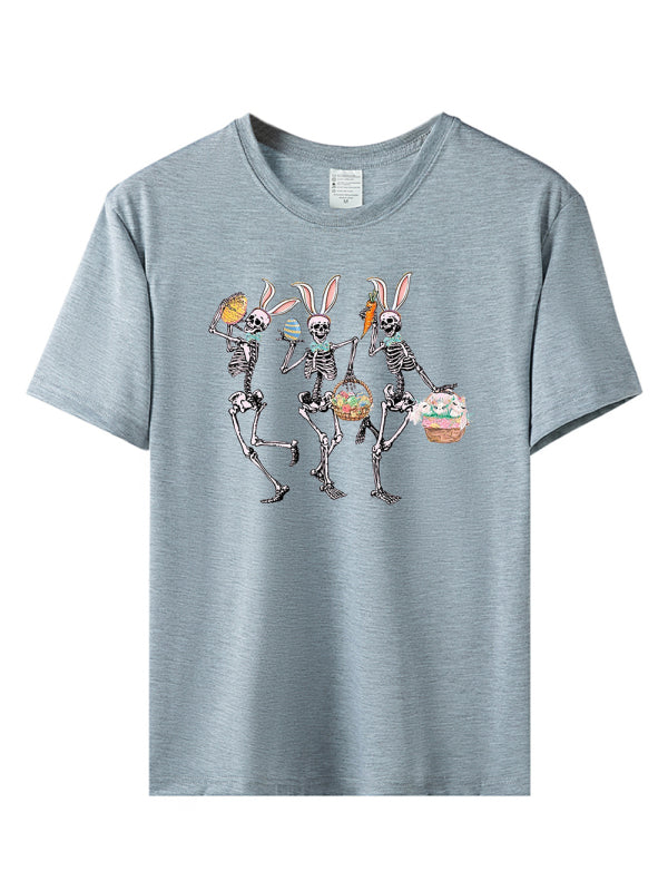 Lacey Women's Easter Bunny Skull Print Short Sleeve T-Shirt