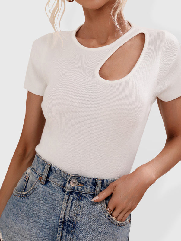 Caitlyn New Solid Color Loose Digging Fashion Sexy Slim Women's Knitwear