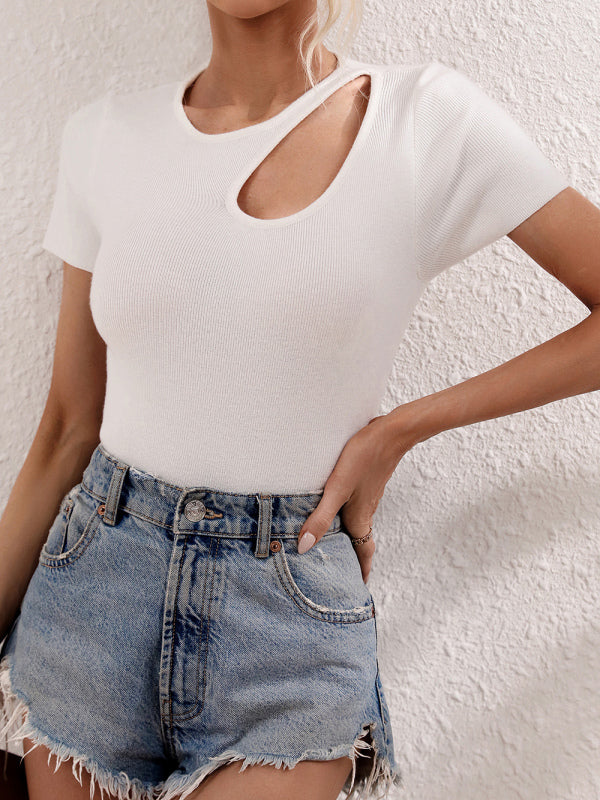 Caitlyn New Solid Color Loose Digging Fashion Sexy Slim Women's Knitwear
