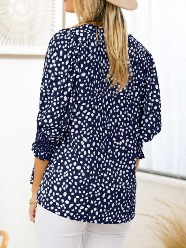 Leticia New Short Sleeve Round Neck Loose Printed Chiffon Shirt
