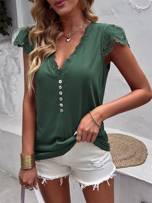 Mckenzie New Flying Sleeve V-Neck Knitted Sweater Top