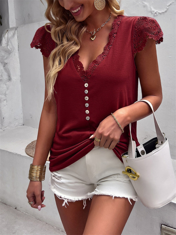 Mckenzie New Flying Sleeve V-Neck Knitted Sweater Top